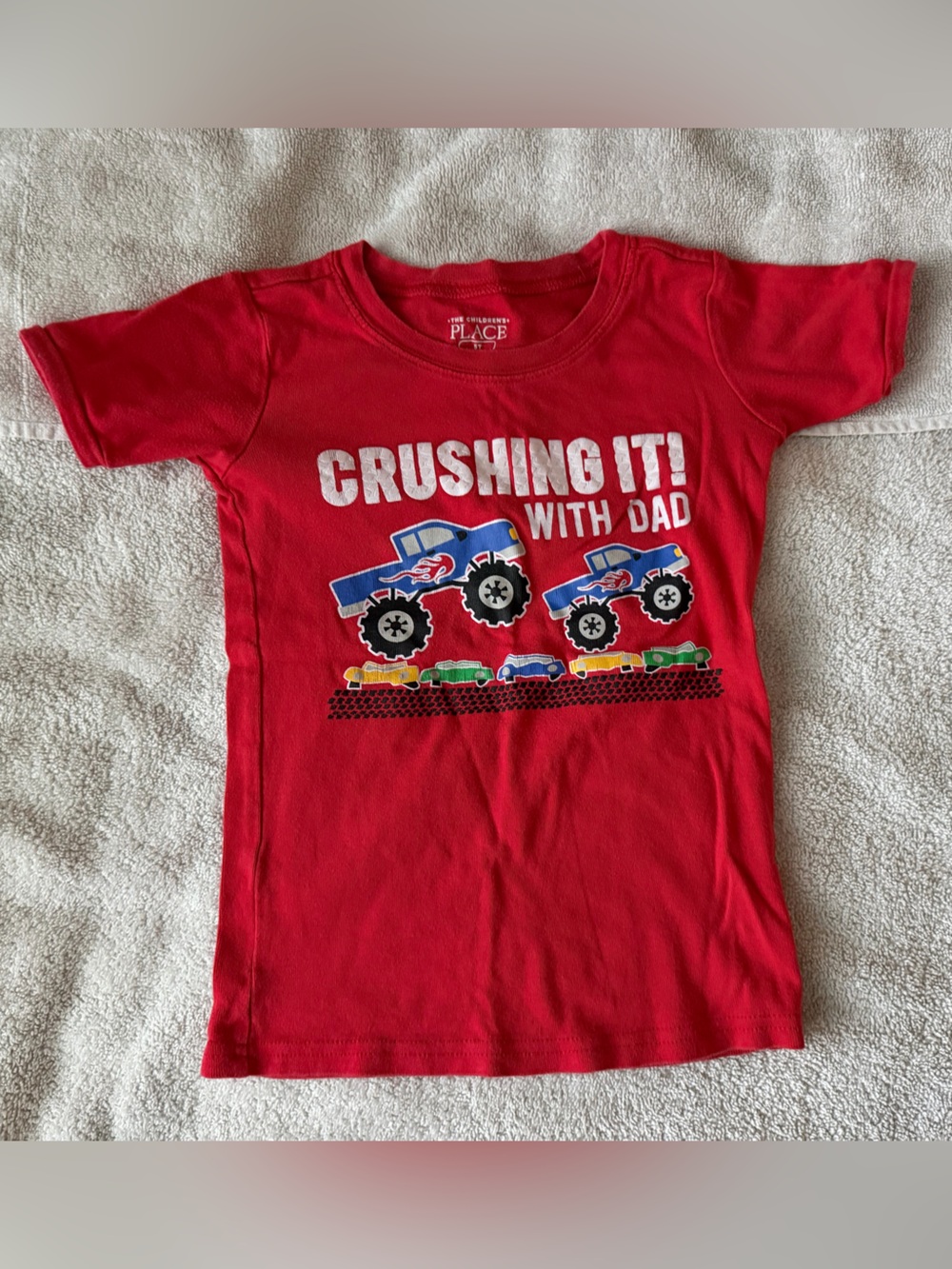 The Children's Place Red Monster Truck 'Crushing It With Dad' pajama set